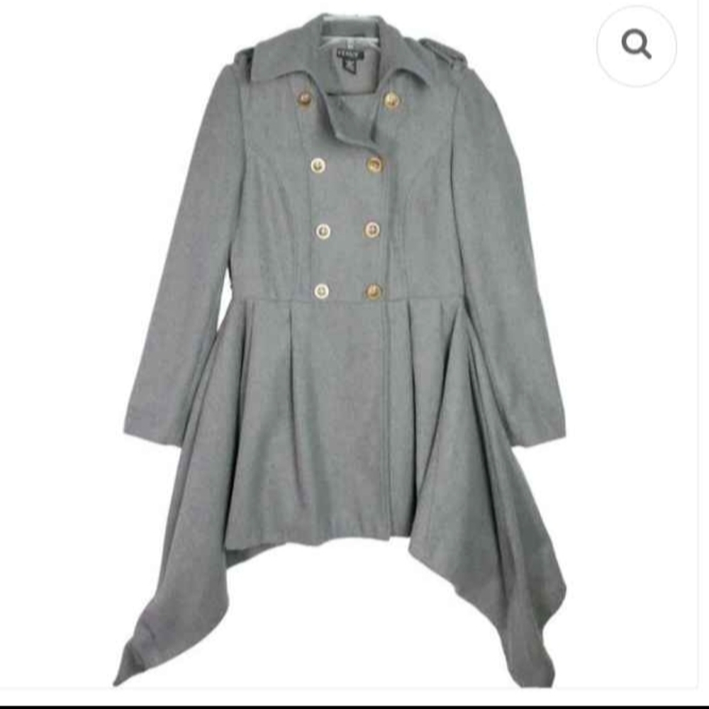 VENUS Gray Shark Tooth Hem Coat